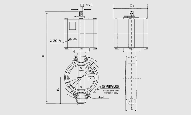 船用中心型气动式蝶阀(图1) 船用中心型气动式蝶阀
